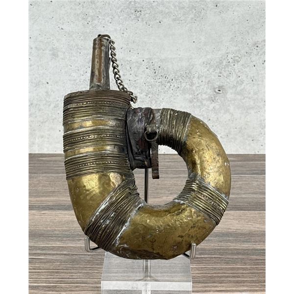 Ottoman Islamic Yemen Brass Powder Flask