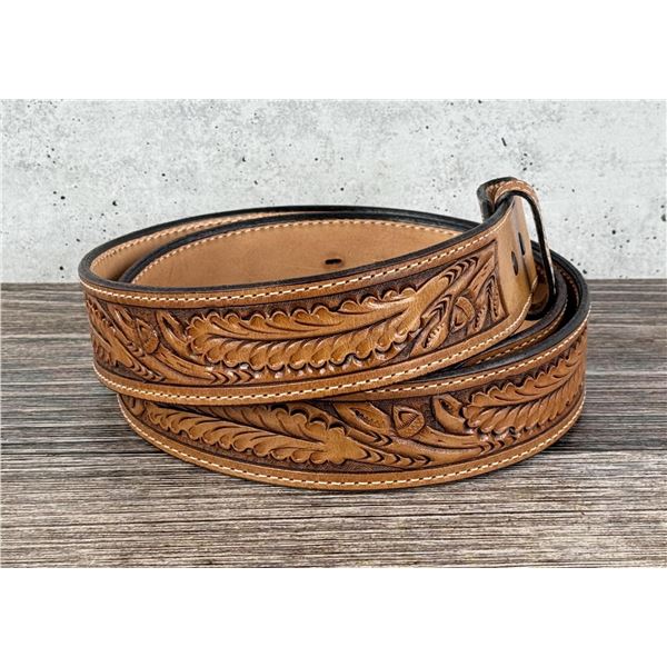 Max Lang Houston Texas Tooled Leather Belt