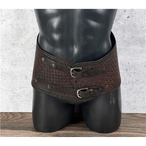 Tooled Leather Rodeo Bronc Rider Kidney Belt