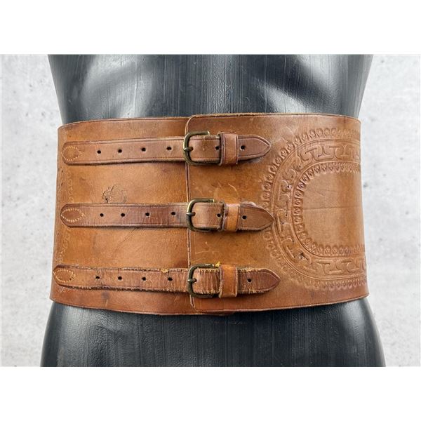 Tooled Leather Rodeo Bronc Rider Kidney Belt