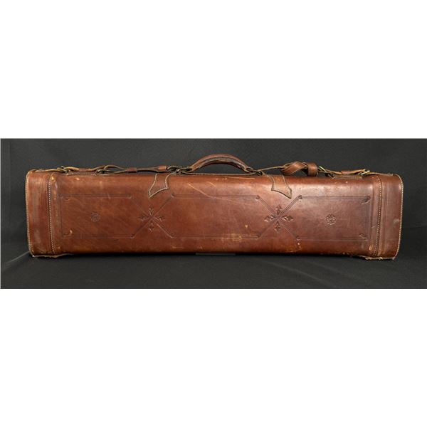 Red Head Tooled Leather Leg of Mutton Shotgun Case