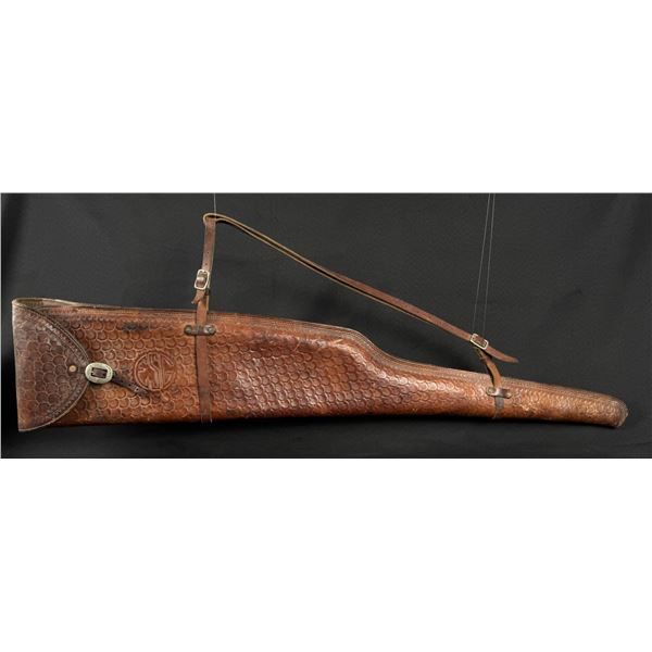 Tooled Leather Dragon Scale Rifle Scabbard