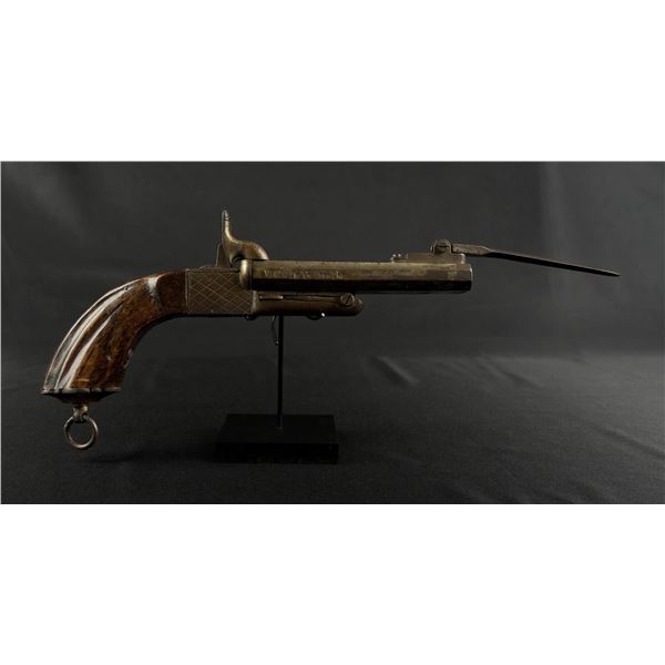 Civil War Double Barrel 10mm Bayonet Pistol
