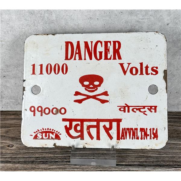 Danger 11000 Volts India Porcelain Warning Sign
