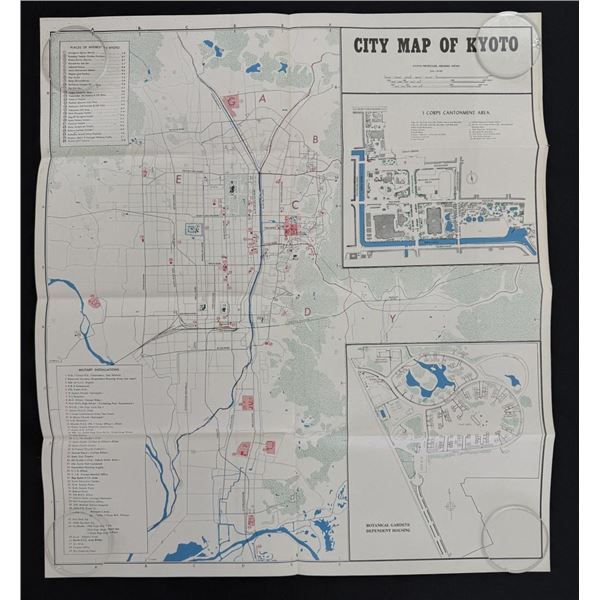 US Occupation Kyoto Japan City Map