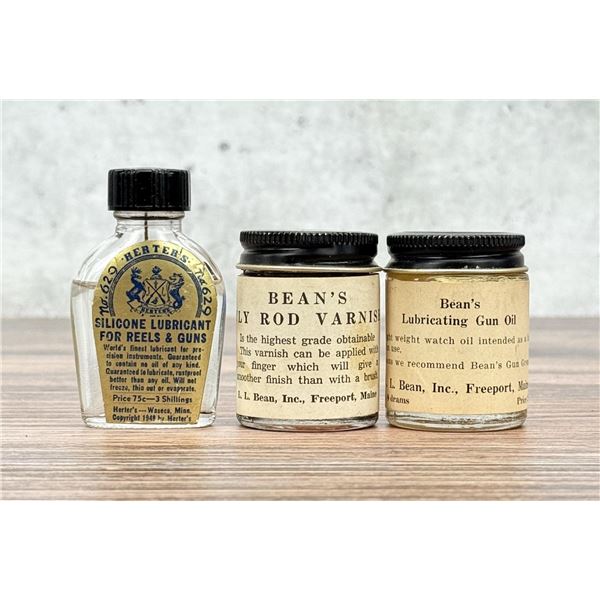 Herters LL Bean Fly Rod Varnish Gun Oil Bottles