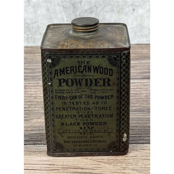 American Wood Powder Tin Gun Powder