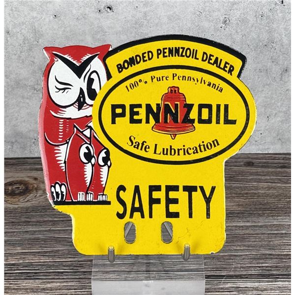Porcelain Pennzoil License Plate Topper