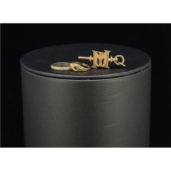 10k Gold Sigma Xi Watch Key and Baby Rings