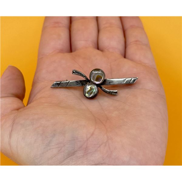 Taxco Sterling Silver Abalone Brooch