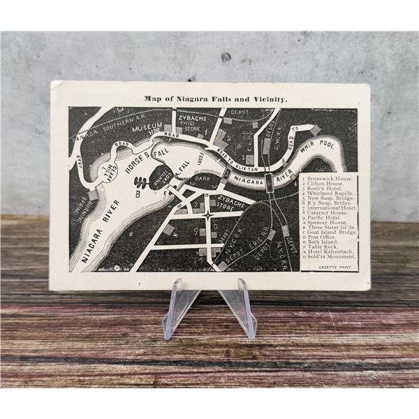 Map of Niagara Falls Swiss Wood Carvings Blotter