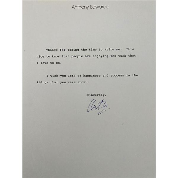 Anthony Edwards signed letter