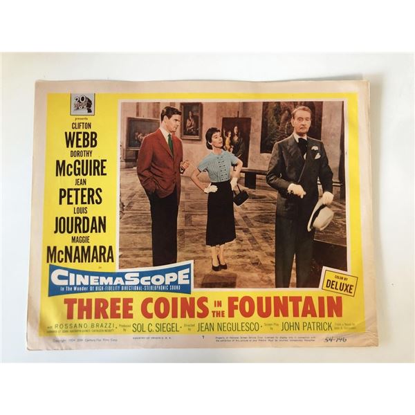 Three Coins in the Fountain original 1954 vintage lobby card