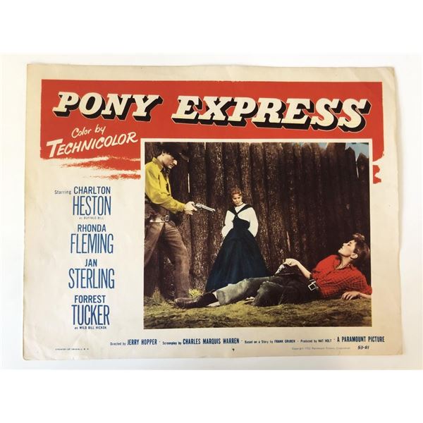 Pony Express original 1953 vintage lobby card