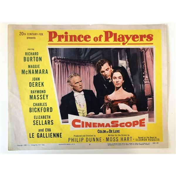 Prince of Players  original 1955 vintage lobby card