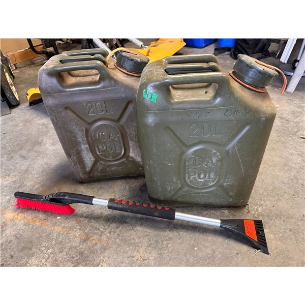 Gerry cans and auto ice scrapper