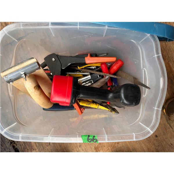 Small bin of hand tools
