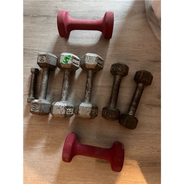 Set of 8 hand weights for exercising