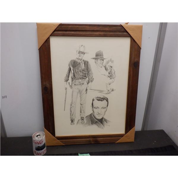 Framed John Wayne art by Banoe 1975