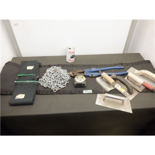 Lot of assorted hand tools including trowels, bolt cutters and more