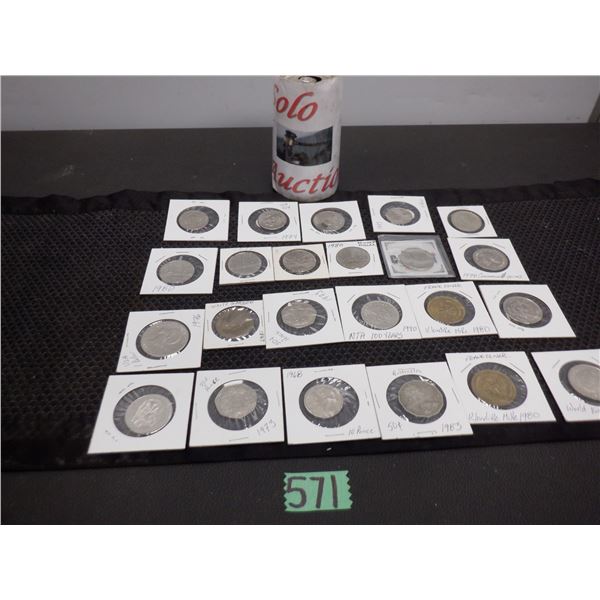 Lot of coins and tokens including Australia 50 cent piece and more