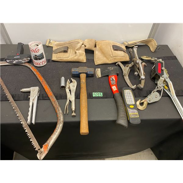 Large lot of hand tools and tool belt