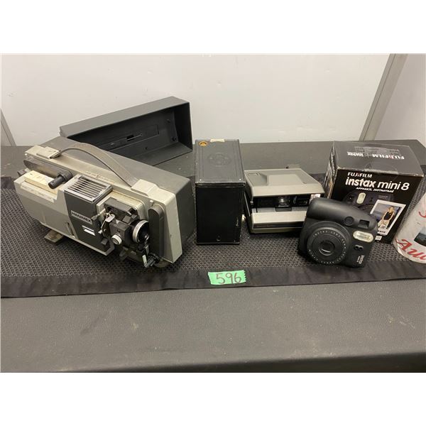 Vintage Super 8 movie projector and 3 film cameras