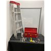 Image 1 : Small step ladder, tool box full of assorted hand tools
