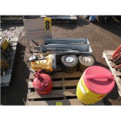 pallet w/ saw horse light wheels water jug