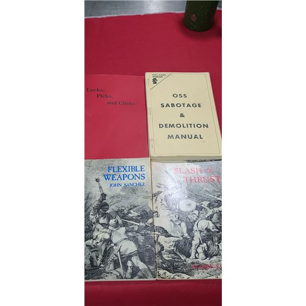 OSS SABOTAGE AND DEMOLITION MANUAL, LOCKS PICKS AND CLICKS AND FLEXIBLE WEAPONS AND SLASH AND THRUST