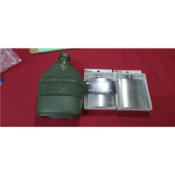 DEW CANTEEN AND TWO HIPFLASKS