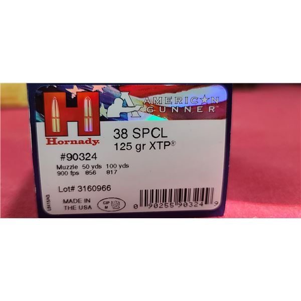 HORNADY .38 SPCL 125GR XTP 25 ROUNDS  - NO SHIPPING ON THIS LOT