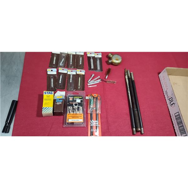 JAGS, BRUSHES, SLOTTED TIPS, ANTIQUE BLACK POWDER SHOTGUN SLOTTED TIP AND CLEANING ROD