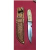 Image 1 : HAND MADE ANTLER/BONE HANDLE  - KNIFE - WITH HAND MADE SHEATH