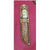 Image 20 : HAND MADE ANTLER/BONE HANDLE  - KNIFE - WITH HAND MADE SHEATH