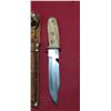 Image 2 : HAND MADE ANTLER/BONE HANDLE  - KNIFE - WITH HAND MADE SHEATH