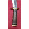 Image 10 : ASH 440C STEEL KNIFE WITH WALNUT HANDLE, BRASS GAURDS AND LEATHER SHEATH