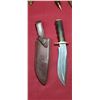 Image 1 : ASH 440C STEEL KNIFE WITH WALNUT HANDLE, BRASS GAURDS AND LEATHER SHEATH