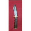 Image 6 : ASH 440C STEEL KNIFE WITH WALNUT HANDLE, BRASS GAURDS AND LEATHER SHEATH