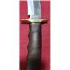 Image 9 : ASH 440C STEEL KNIFE WITH WALNUT HANDLE, BRASS GAURDS AND LEATHER SHEATH
