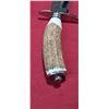 Image 10 : OJEDA BOWIE WITH ANTLER HANDLE AND ETCHINGS ON THE BLADE. COMES WITH SHEATH