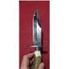 Image 4 : OJEDA BOWIE WITH ANTLER HANDLE AND ETCHINGS ON THE BLADE. COMES WITH SHEATH