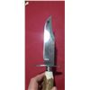 Image 5 : OJEDA BOWIE WITH ANTLER HANDLE AND ETCHINGS ON THE BLADE. COMES WITH SHEATH
