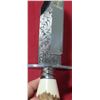 Image 9 : OJEDA BOWIE WITH ANTLER HANDLE AND ETCHINGS ON THE BLADE. COMES WITH SHEATH