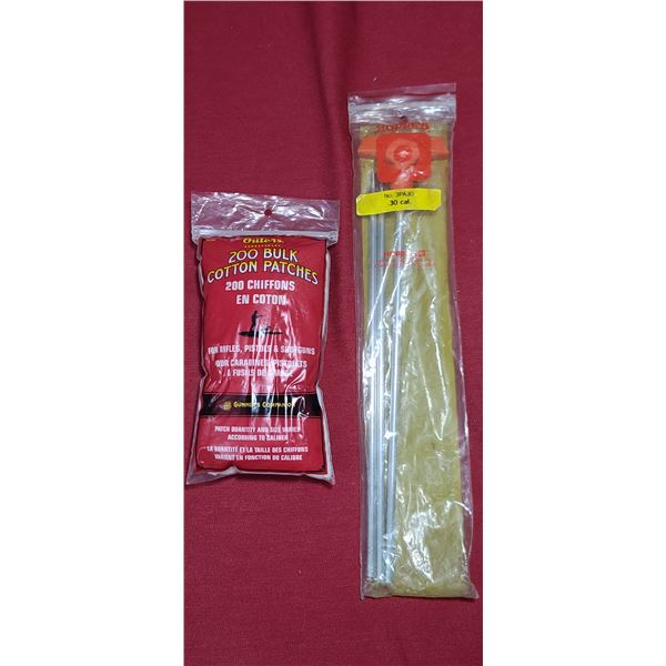 HOPPES .30CAL CLEANING ROD AND 200 COTTON PATCHES