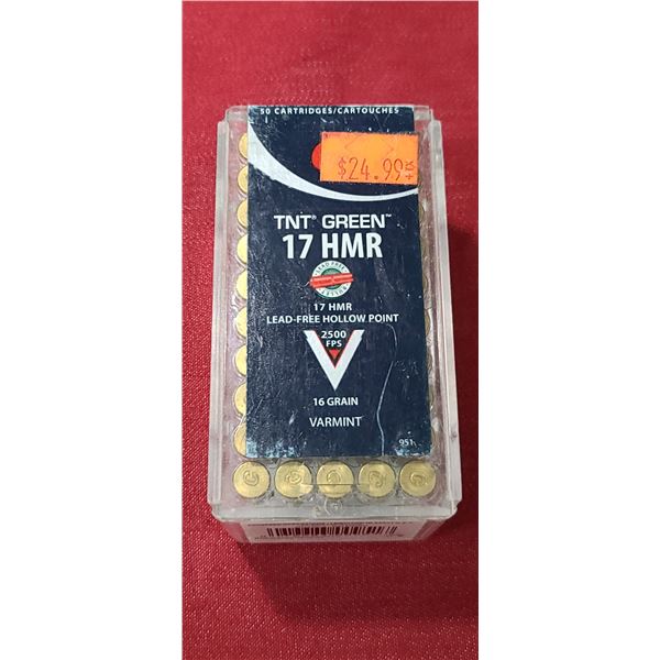 50 TNT GREEN .17HMR HP 16GR VARMINT -NO SHIPPING ON AMMUNITION