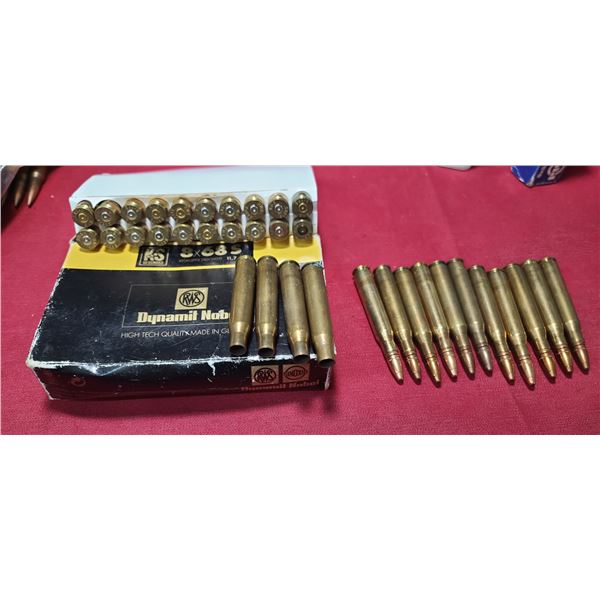 QTY11 ROUNDS OF RWS 8X68S AND 24 BRASSNO SHIPPING ON AMMUNITION