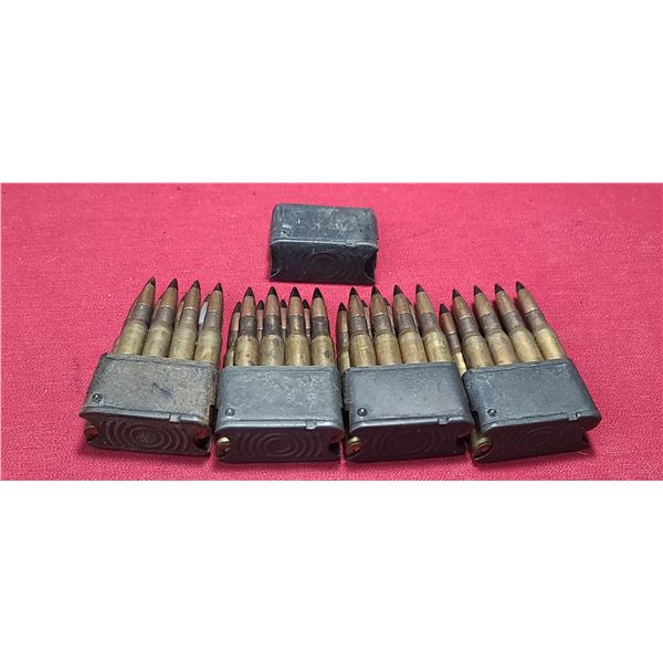 32 ROUNDS OF BLACK TIP (AP) 30-06 WITH FIVE M1 GARAND CLIPS NO SHIPPING ON AMMUNITION