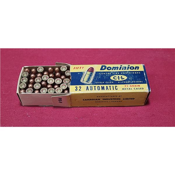 50 ROUNDS OF32 AUTOMATIC 71GR METAL CASE DOMINION NO SHIPPING ON AMMUNITION