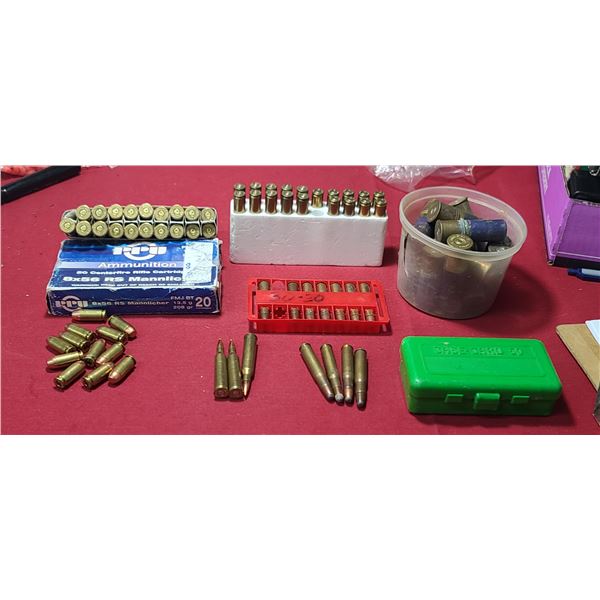 ASSORTED AMMO: 4X .32 REM, 7X 35 RUM, 5X 8X56RS, 12X 40S&W, 7X .30-30(SOME COROSSION), 3X .220SWIFT,